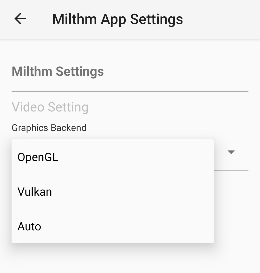 graphic backend configuration for Android