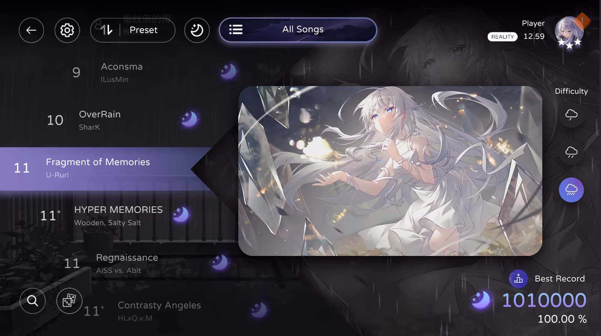 dice icon is shown in song selection page